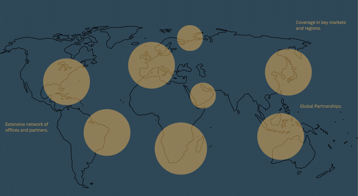 World map with markers